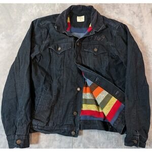 GAP Rare VTG Denim Jacket Blanket Lined Embroidery 1969 Corduroy Collar Men's M